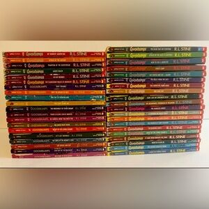 (45) Goosebumps R.L Stine books 1st edition 90s + sticker, tattoo, cards. Rare